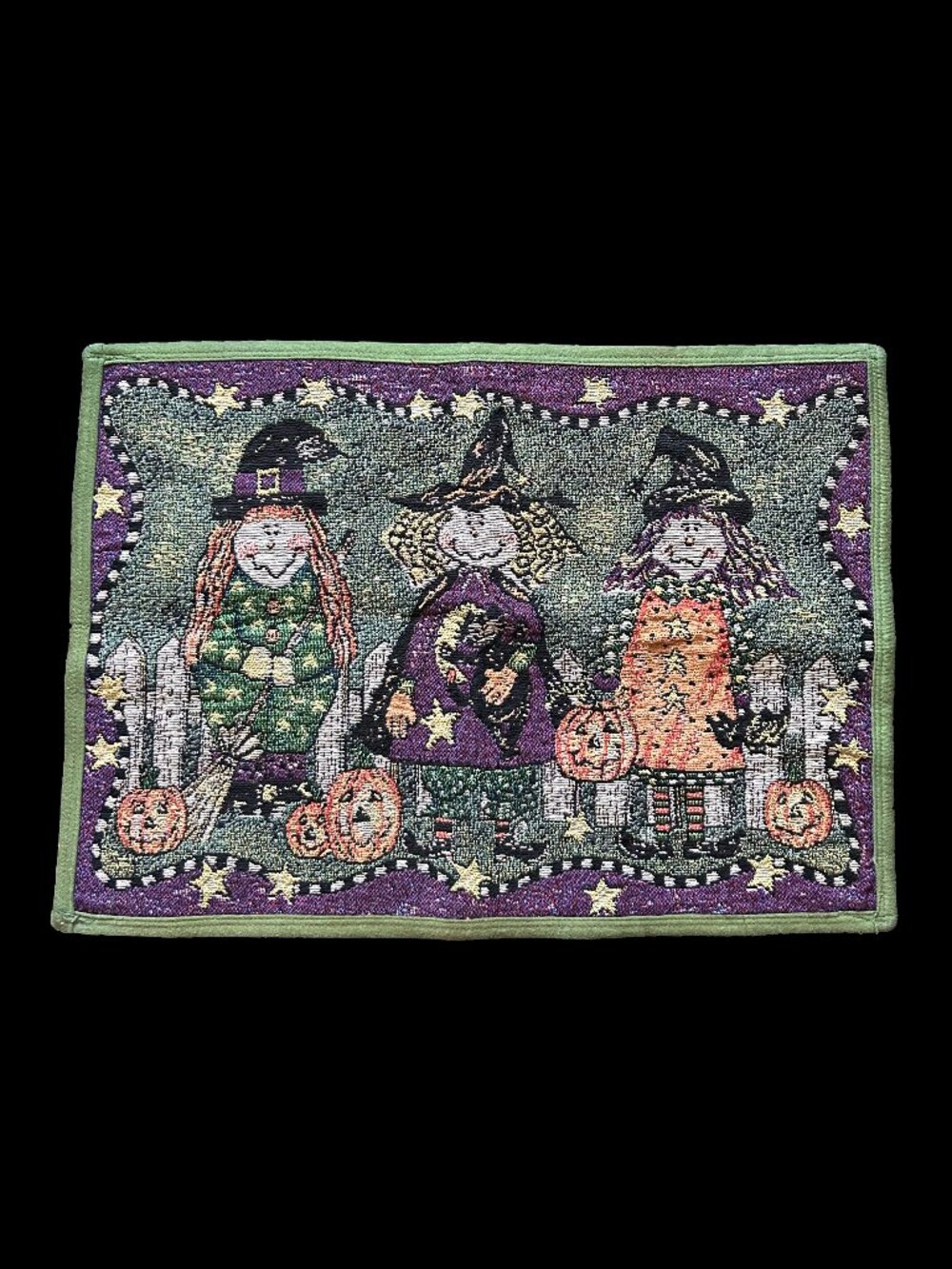 Vintage Halloween 90s Witch Woven Rug